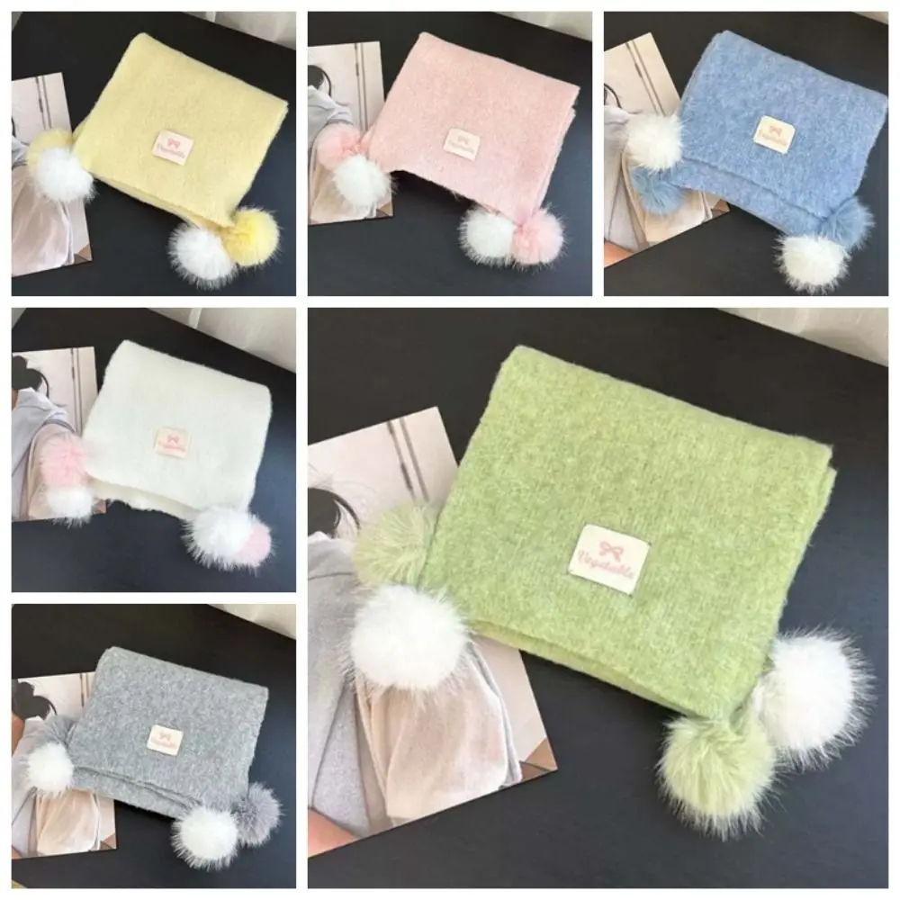 شال مع الكرة الحياكة وشاح من الصوف لينة المضادة للبرد طويلة سميكة وشاح الرقبة الكلاسيكية يندبروف معطف شتوي وشاح المرأة