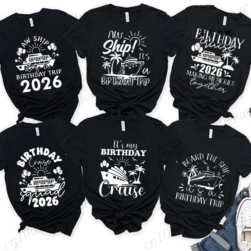 

Women Short Sleeve Tshirts Aw Ship It's My Birthday Trip 2026 Fashion Ladies T-shirt Birthday Party Graphic Womens Tees T-Shirts