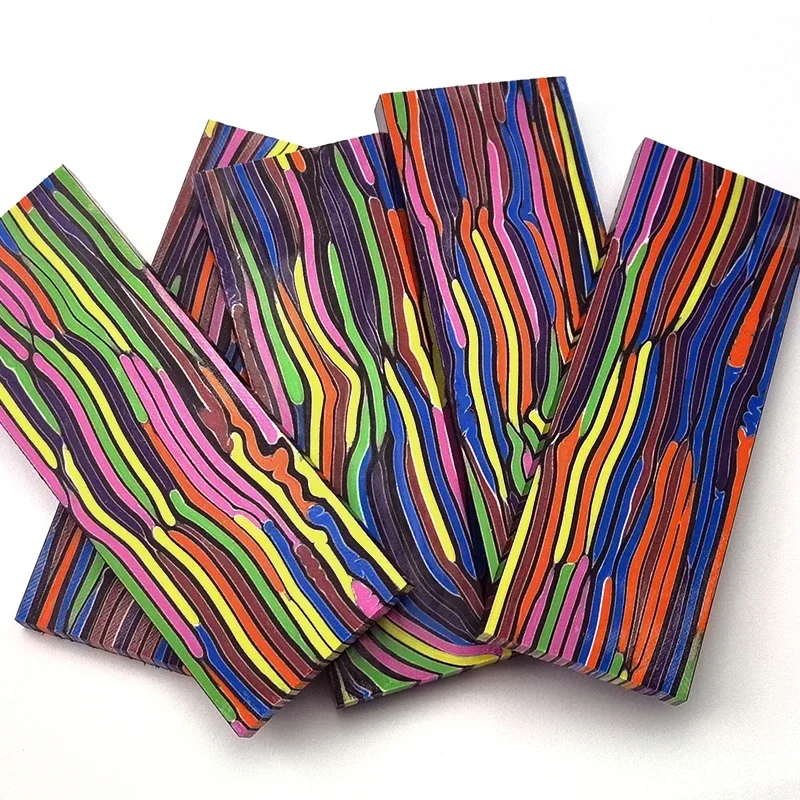 موازين مقبض سكين دمشقية منقوشة بألوان قوس قزح من مادة G10 - لصنع مقبض السكين محلية الصنع ومتوفرة بمواصفات واحدة #1