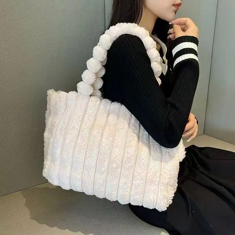 Plush Tote Bags for Woman Shoulder Bag Fashionable Versatile Shopping Bags Class Bag for Girl Designer Bags Bolsos Mujer Сумка
