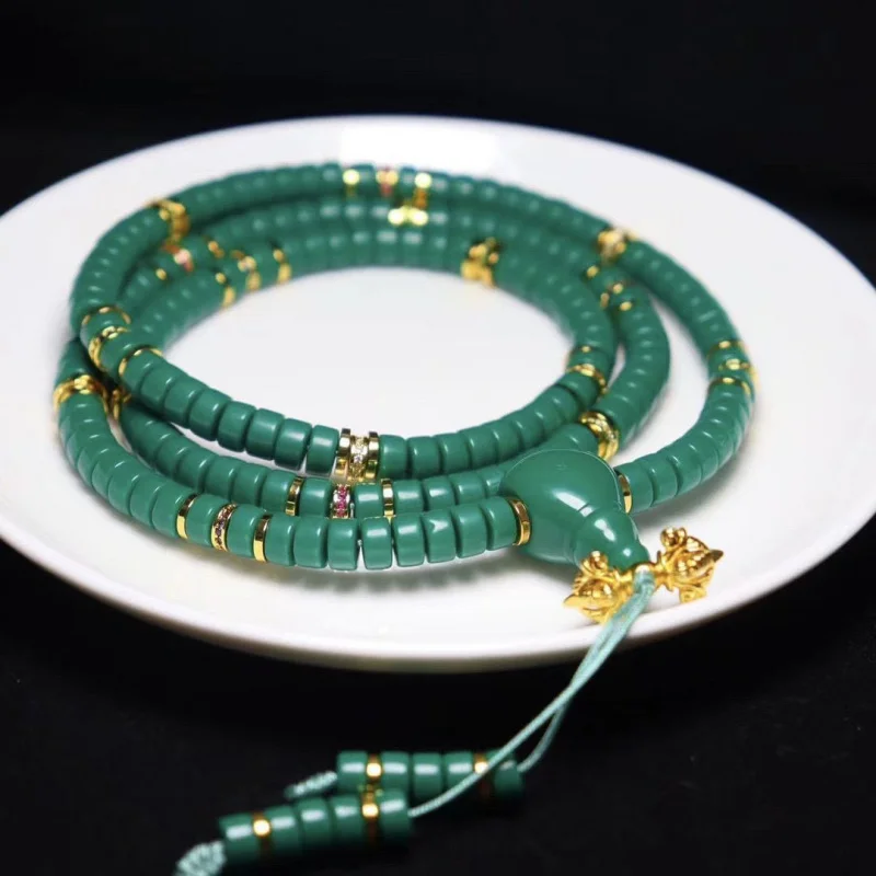 Shiyan Turquoise High Porcelain Bracelet Old Style Medicine Tablet Spacer 108 Accessories Buddhist Beads Men and Women