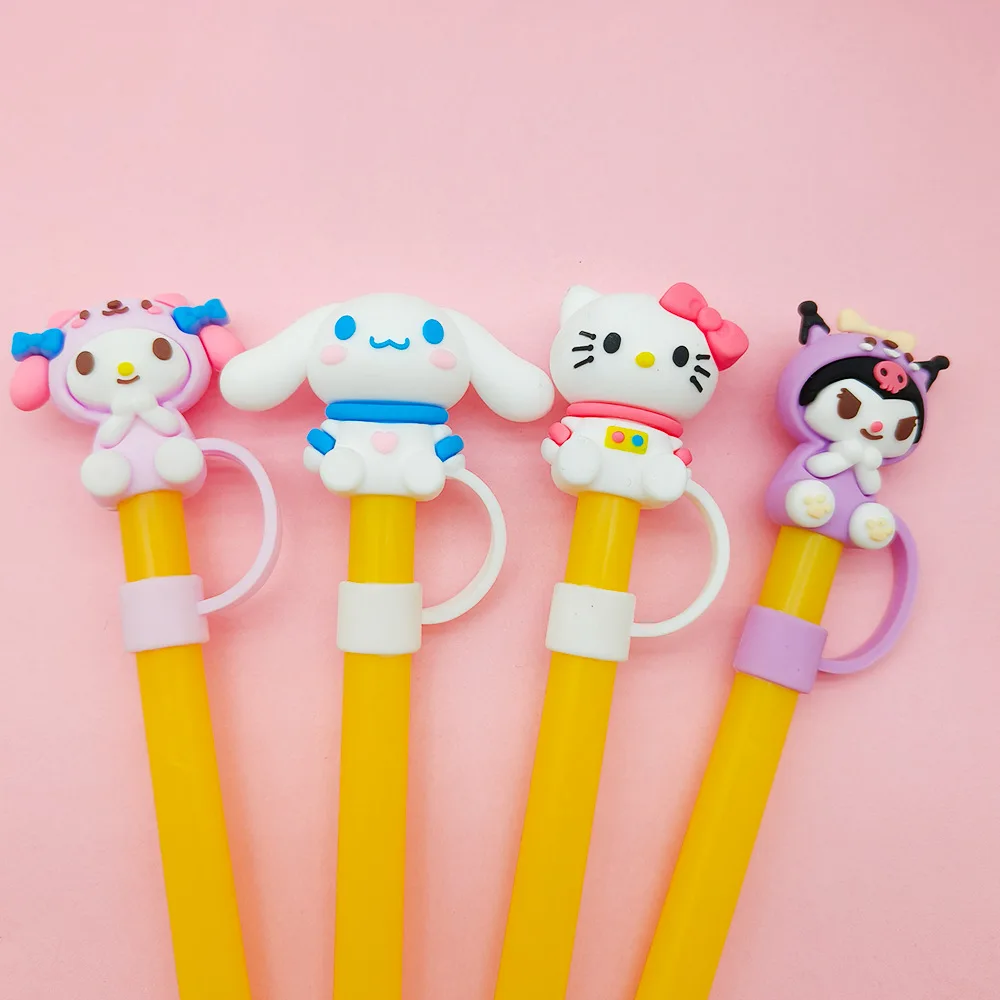 Kuromi Melody Straw Cover Cap Cartoon 10MM Drink Straw Plug Reusable Splash Proof Drinking Cup Straw Cap Pendant