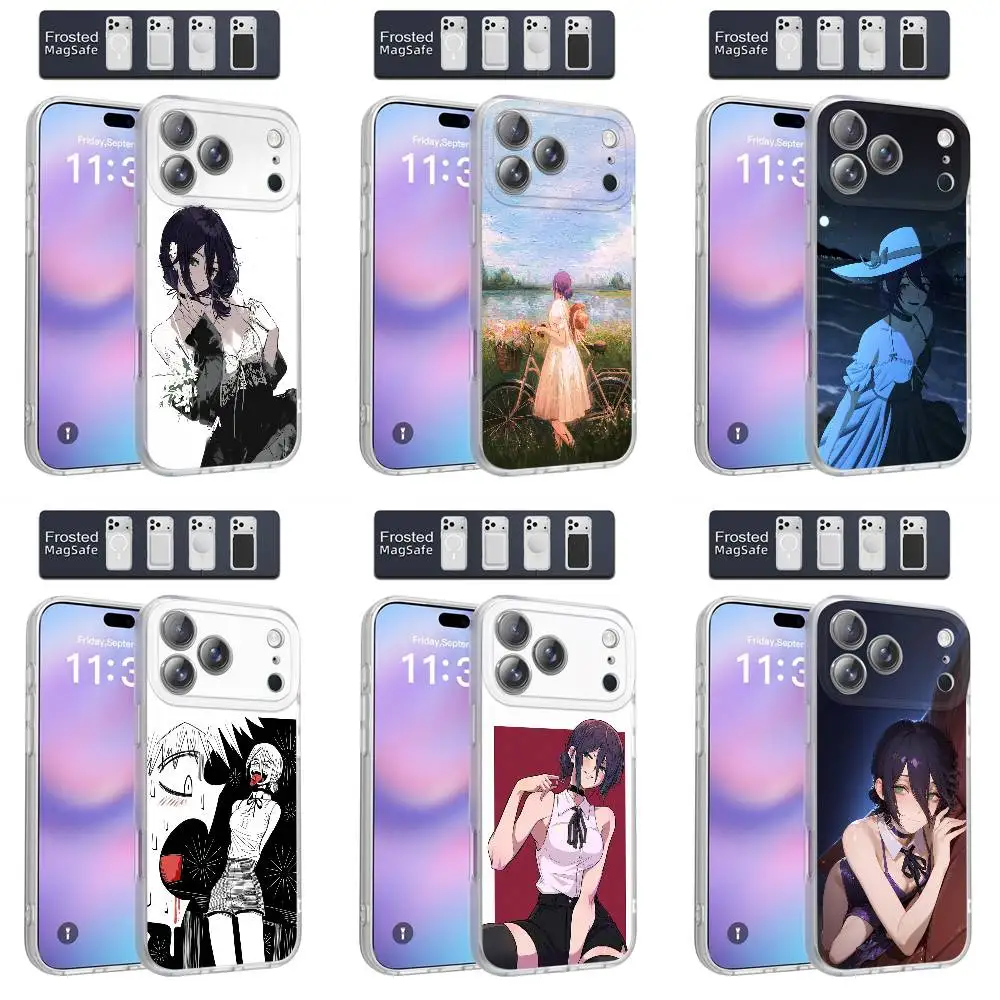 

Phone Case For iPhone 17,16,15,14,13,12,11,Pro,Max,Plus,E,Air,Mini Magnetic Magsafe C-Chainsaw Man Reze Arc Frosted Clear