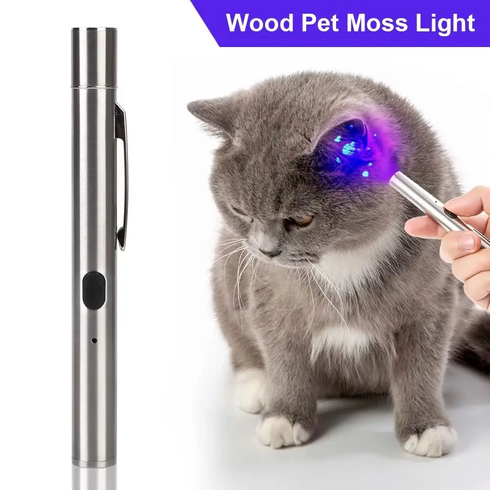 365 UV Veterinary Wood Lamp Waterproof Rechargeable Pet Fungus Detection Portable Black Light Pet Urine Detector Dog Care