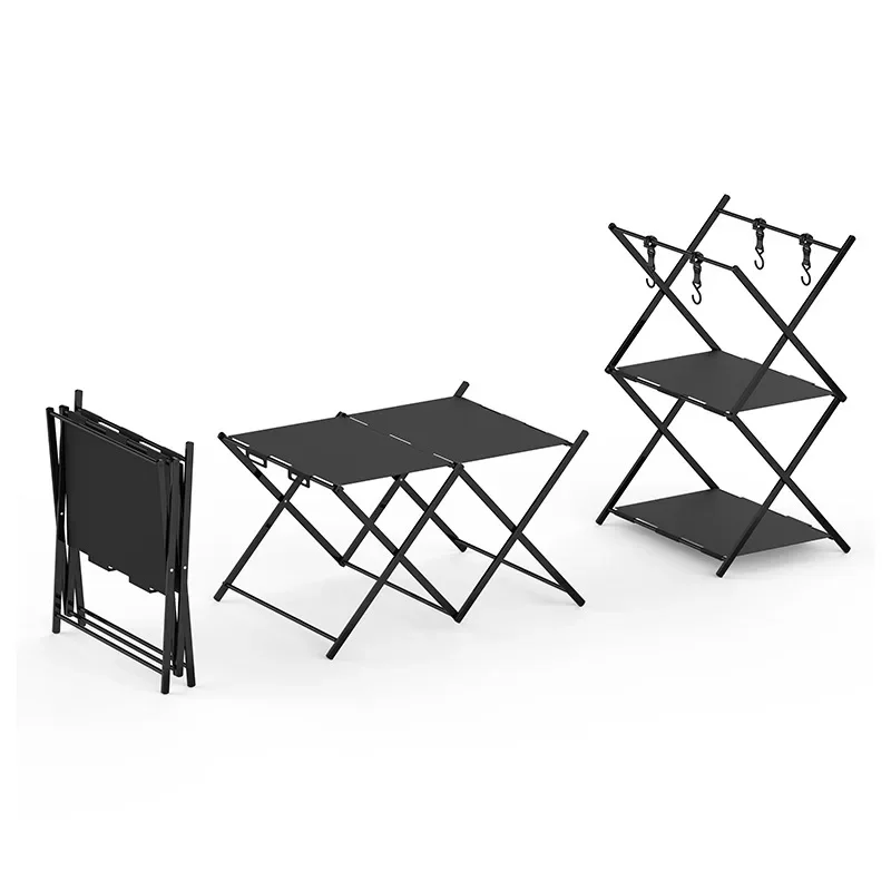 

Foldable Camping Shelf Rack, Aluminum Alloy Camp Table, Outdoor Dual Purpose Camping Storage Shelves for Outdoor