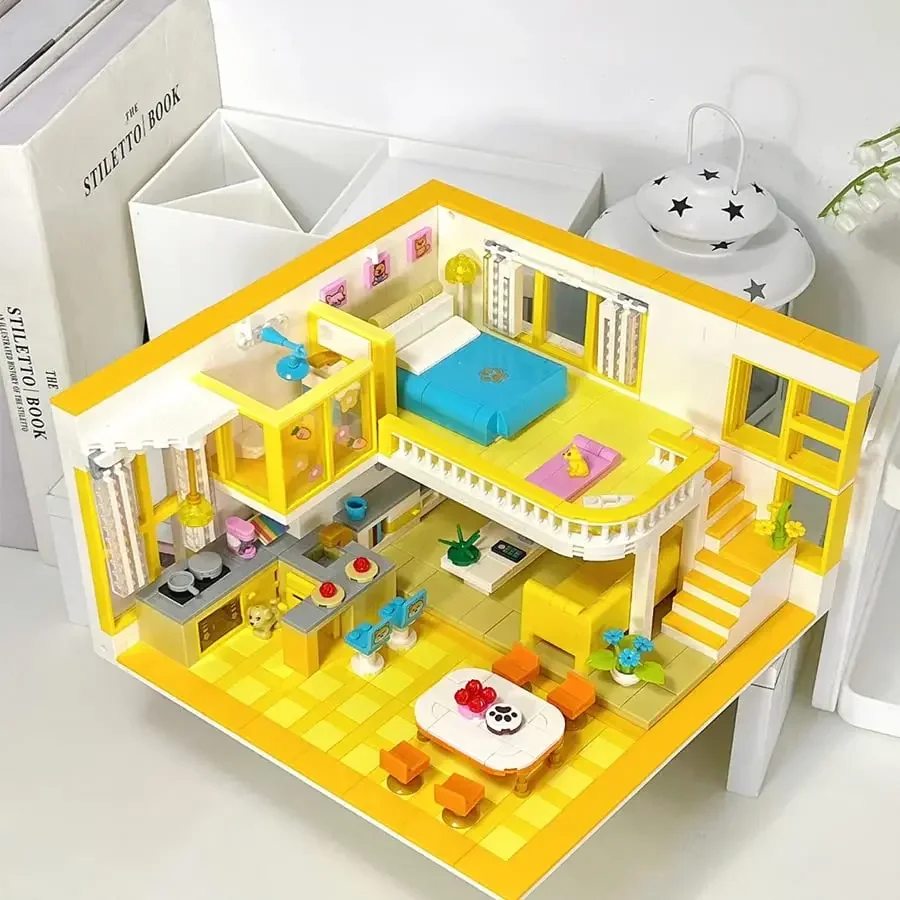 

Creative Ideals Bricks Yellow Apartment Room Scene Building Blocks Decorative Best Gifts for Girls Adults Christmas Halloween