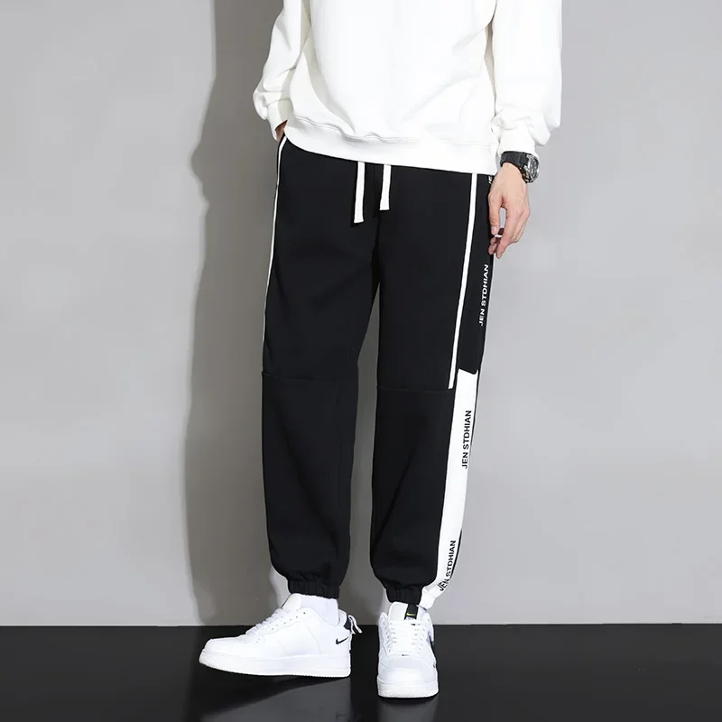 

Спортивные спортивные штаны для бега, дышащие эластичные модные уличные мужские брюки, весенне-осенние классические теплые повседневные новые мужские прямые брюки