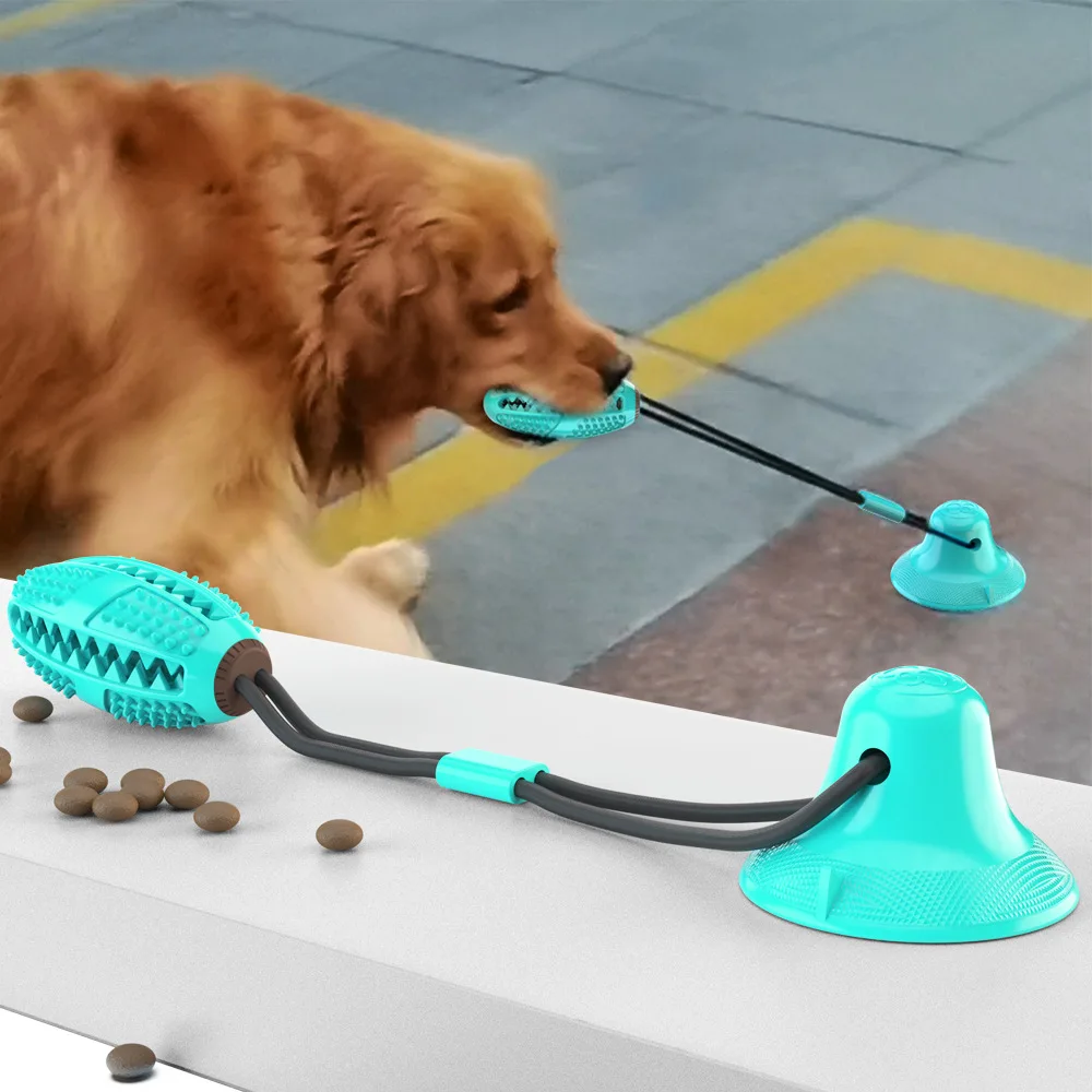 Pet dog supplies Amazon new puppy suction cup toy molar food leakage resistant to chewing rubber rugby