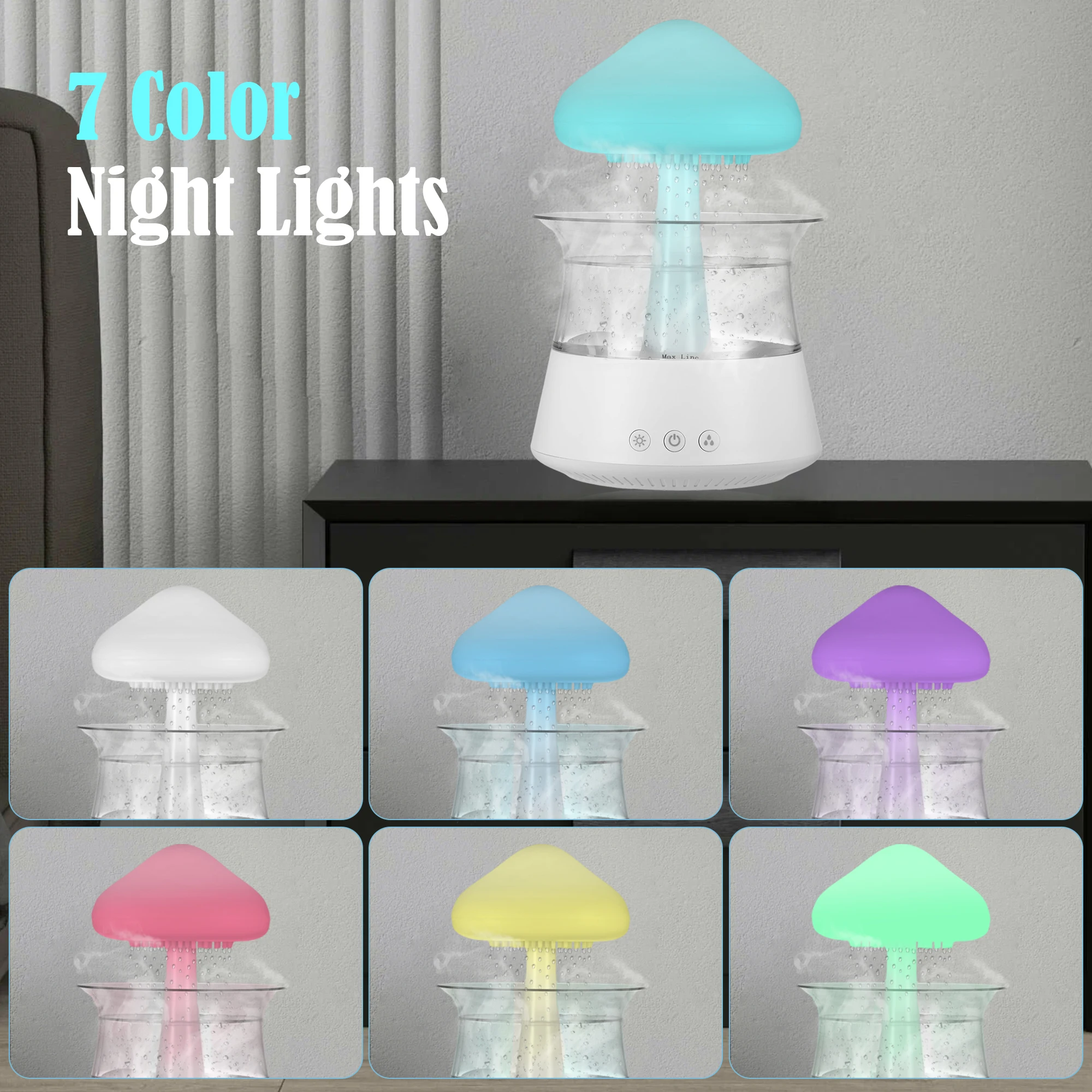 

Rain Cloud Night Light Humidifier with Raining Water Drop Sound Portable 7 color Led Light Essential oil diffuser aromatherapy