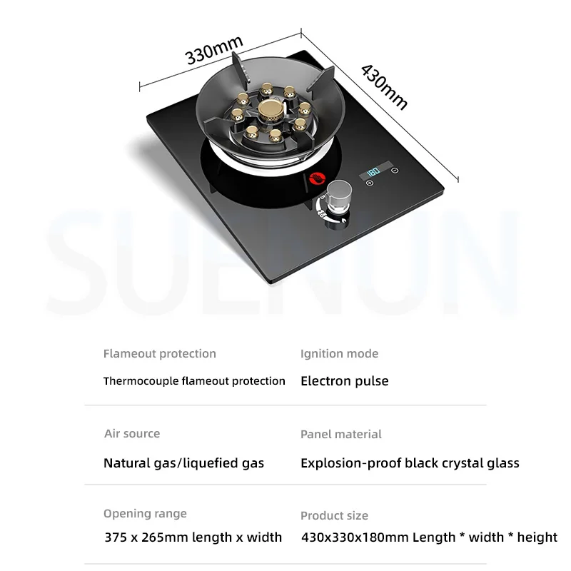 Household Gas Stove Hob Gas Burner Built-in Gas Cooker Desktop Gas Cooktop Timed Liquefied Gas Stove Cooktop estufa de gas