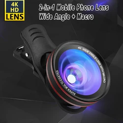 HD Camera Lens with Fill Light Mobile Phone Lens 0.45X Wide Angle Len 12.5X Macro Universal for iPhone 6S 7 Xiaomi Cellphones