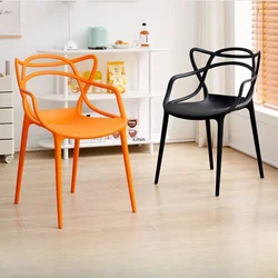 Cat Ear Plastic Stacked Vine Chair Encosto Oco Simplificado Apoio de Braço Esperando Line Up Mobiliário para cadeira de jantar