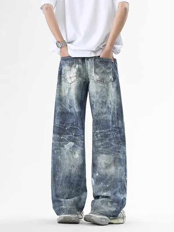 بنطلون جينز أمريكي ريترو Waed Adient أزرق مستقيم الساق ex High Street طويل كاجوال من القطن الدنيم للشباب #4