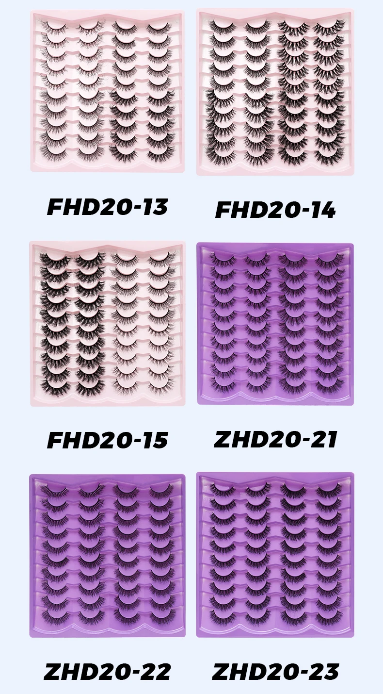 DINGSEN 20 Paar 3D-Wimpern aus Kunstnerz, dicke, wiederverwendbare Wimpern, flauschige Wimpern, Cosplay, Schönheits-Make-up, falsche Wimpern – Detail 9