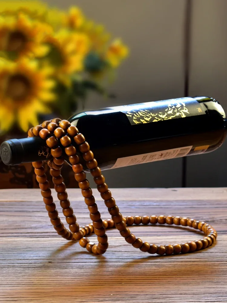Chinese retro solid wood bead chain ornament dining table decoration handicraft wine cabinet display