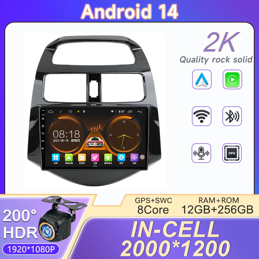

Android 14 Car Radio For Chevrolet Spark Beat Matiz Creative 2009 - 2016 Stereo Multimedia Video Player GPS 4G Carplay Auto