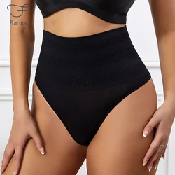 Flarixa tangas de cintura alta para mujer, bragas sin costuras, lencería, Control de barriga, faja moldeadora, ropa interior