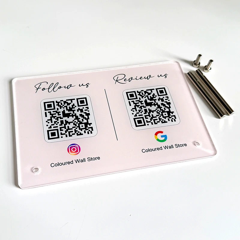 Customized Business QR Code Signs Acrylic Standing Plate Instagram