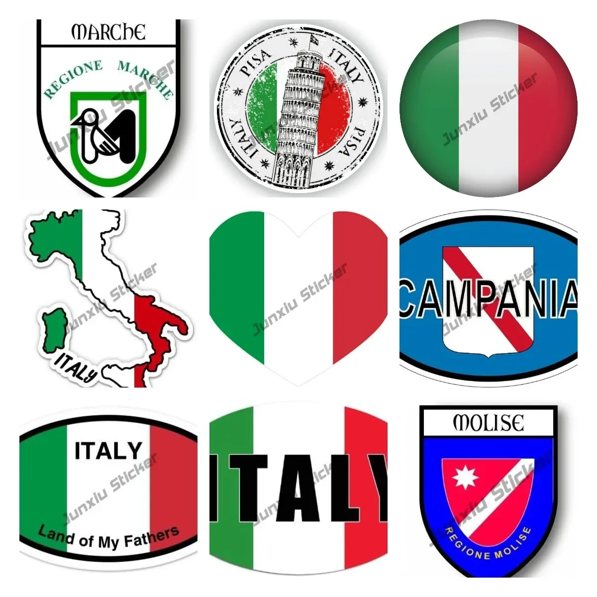 Italian Flag Vinyl Decal Italy Flag Shield of The Patriotic City In The Leaning Tower of Pisa Creative Stickers Accessories