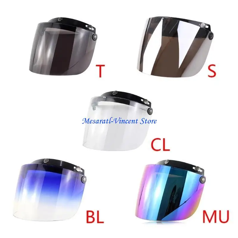 

A70F 3-Snap Up Down Motorcycle Visor Shield Lens for Open Face Motorcross Helmet