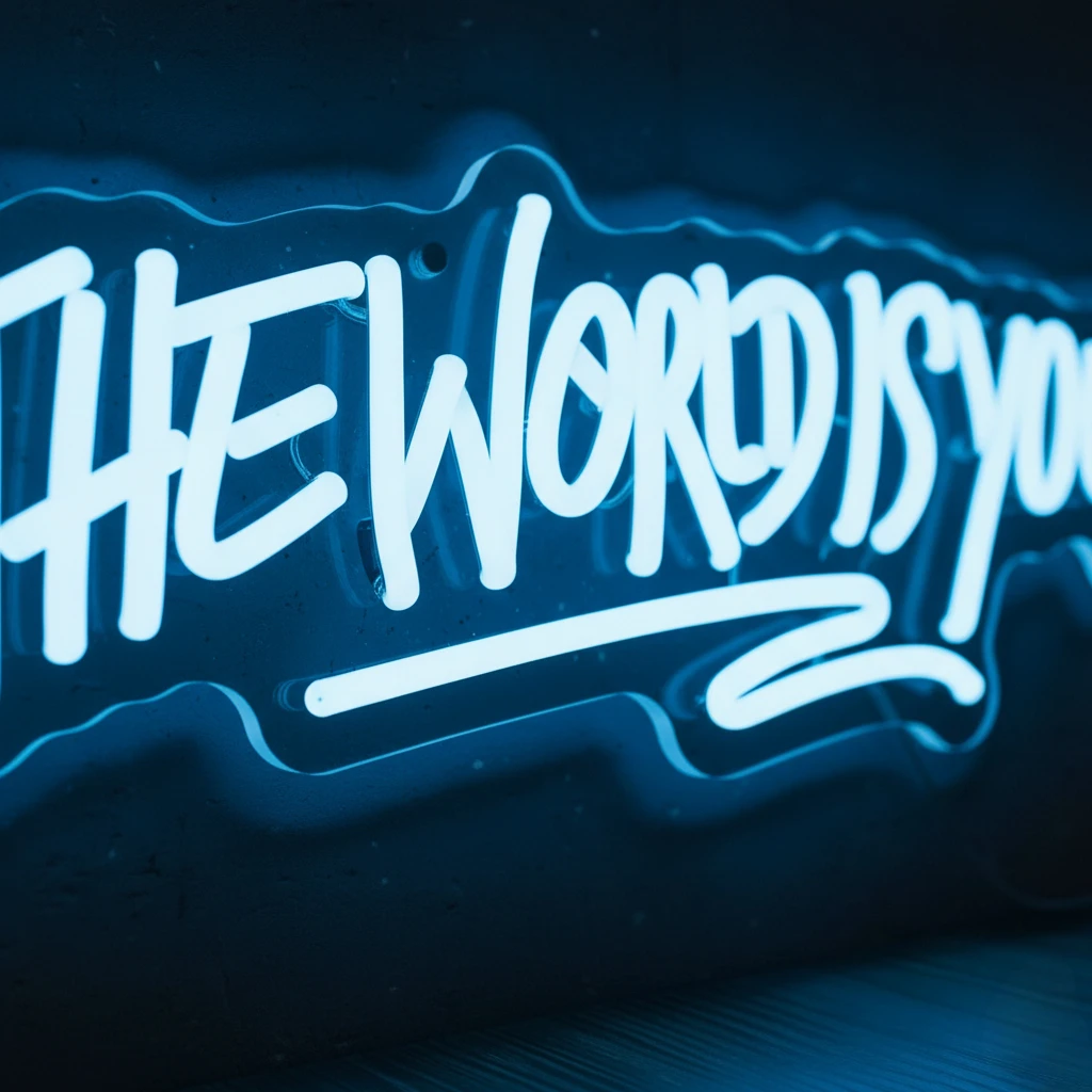 The World Is Yours LED Neon Sign - USB Powered with Switch Wall-Mounted Cool White Plastic Light for Home Decor & Party Ambiance