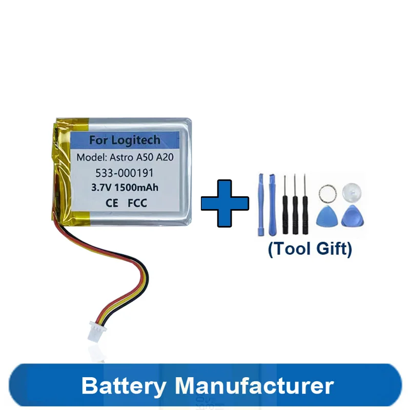 Tools Gift+ Upgraded 1500mAh 623441 533-000191 533-000169 Battery For Logitech Astro A50 A20 Headset Batterie Accumulator