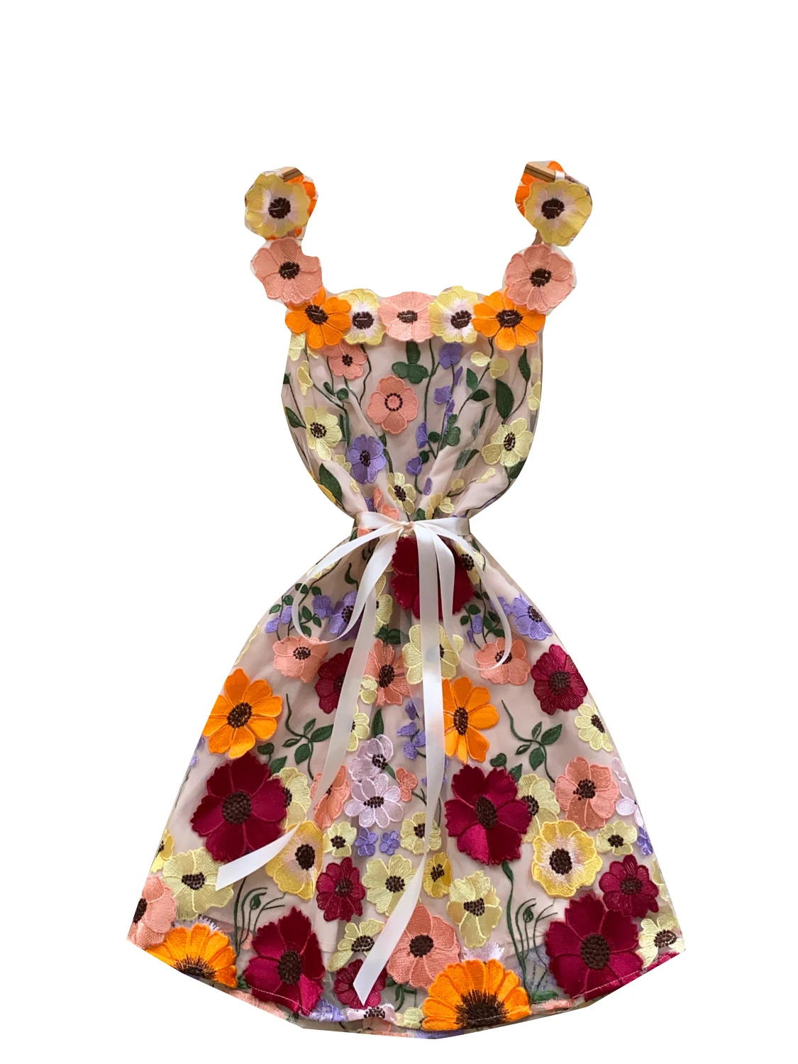 Ele Embroidered Floral A-Line Dr Women's Summer High Waist ort Skirt Luxury Faion Commute Sle Korean Version