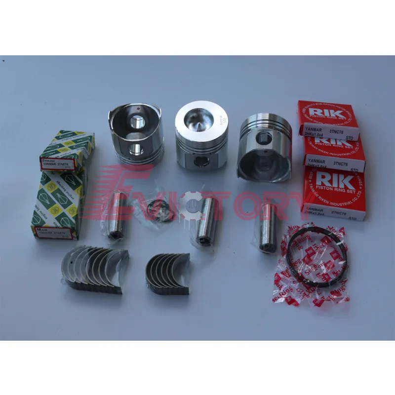 For YANMAR tractor 3TNC78 repair kit water pump main small bearing full gasket kit piston ring cylinder liner