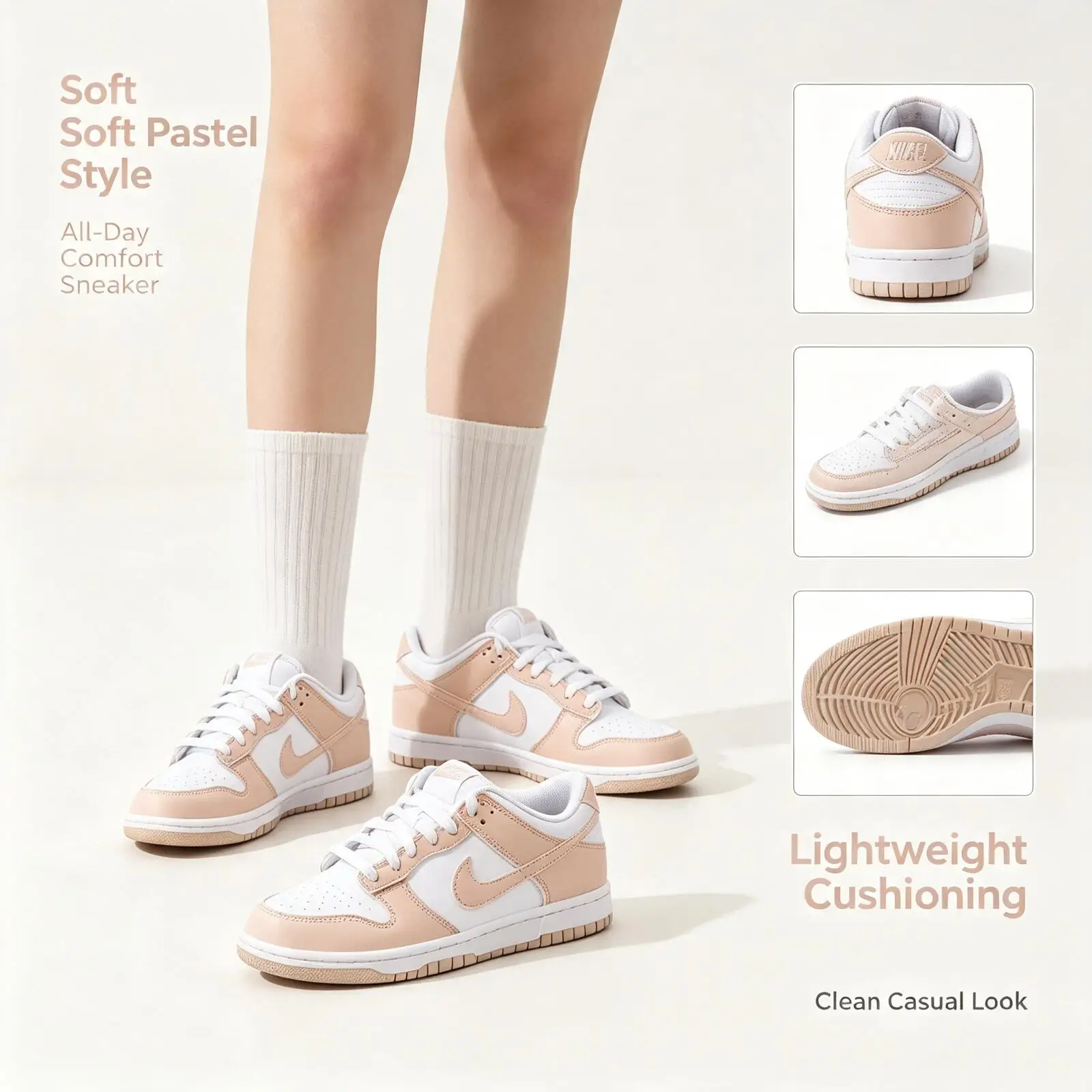 Hot Nike Pink White Low-Top Sneakers Unisex Casual Comfort Walking Shoes Soft Insole Minimalist Street Style Iu7766-134 IU7766-1