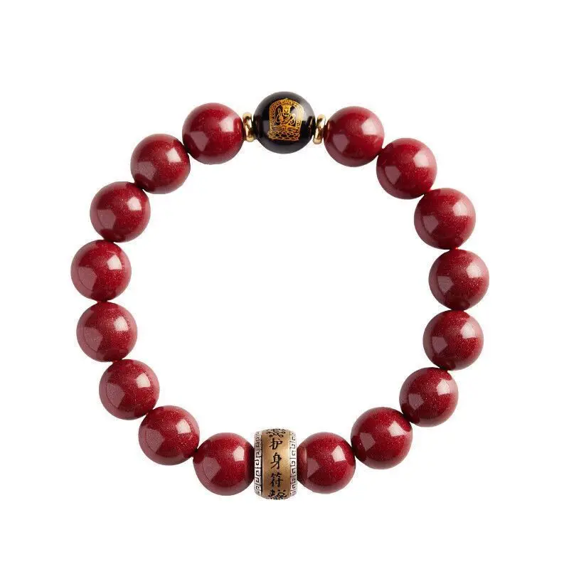 UMQ Safeguard Amulet Cinnabar Bracelet for Men and Women, Vintage Lucky Beads Bracelet for the Year of the Dragon