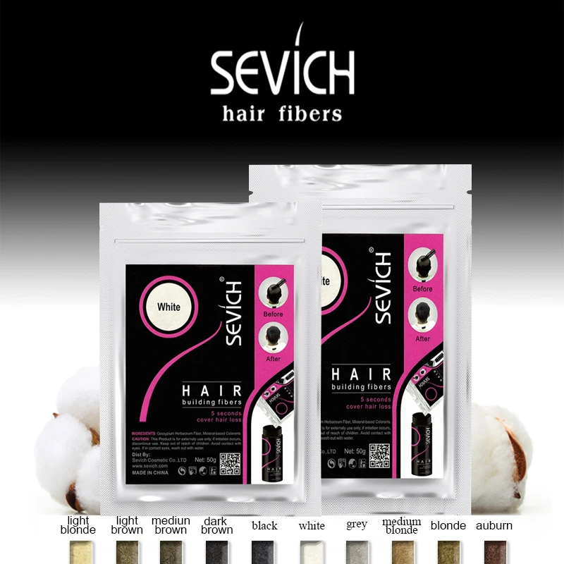 Sevich 10 Colors Hair Fiber 50g Hair Building Fiber Powder Keratin Instant Hair Growth Fiber Refill Hair Loss Hair Care Product