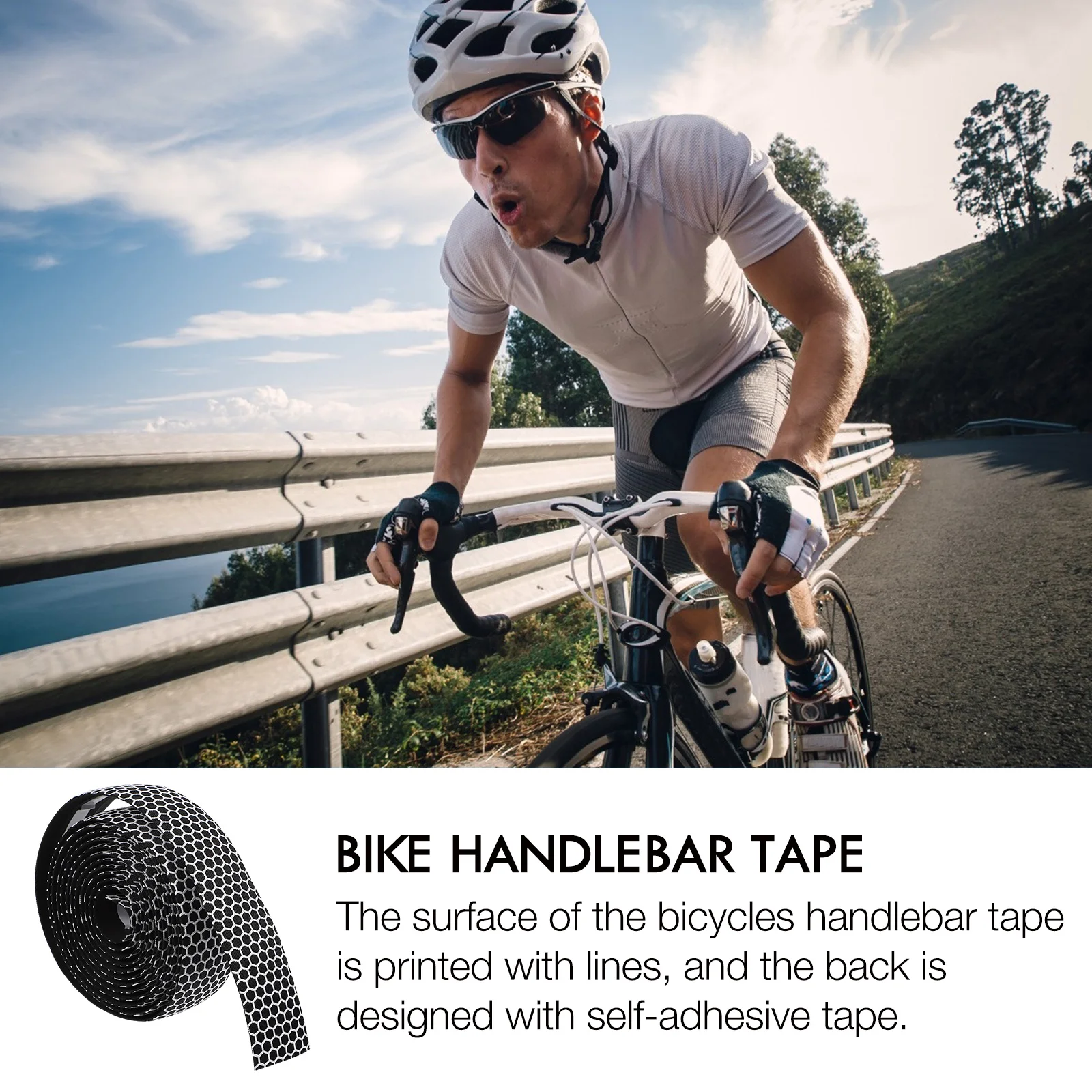 

1 Set Bike Handlebar Tape Sponge Non-Slip Frosted Texture For Mountain Bike Long Ride Comfort Cycling Handle Wraps Bar Tapes