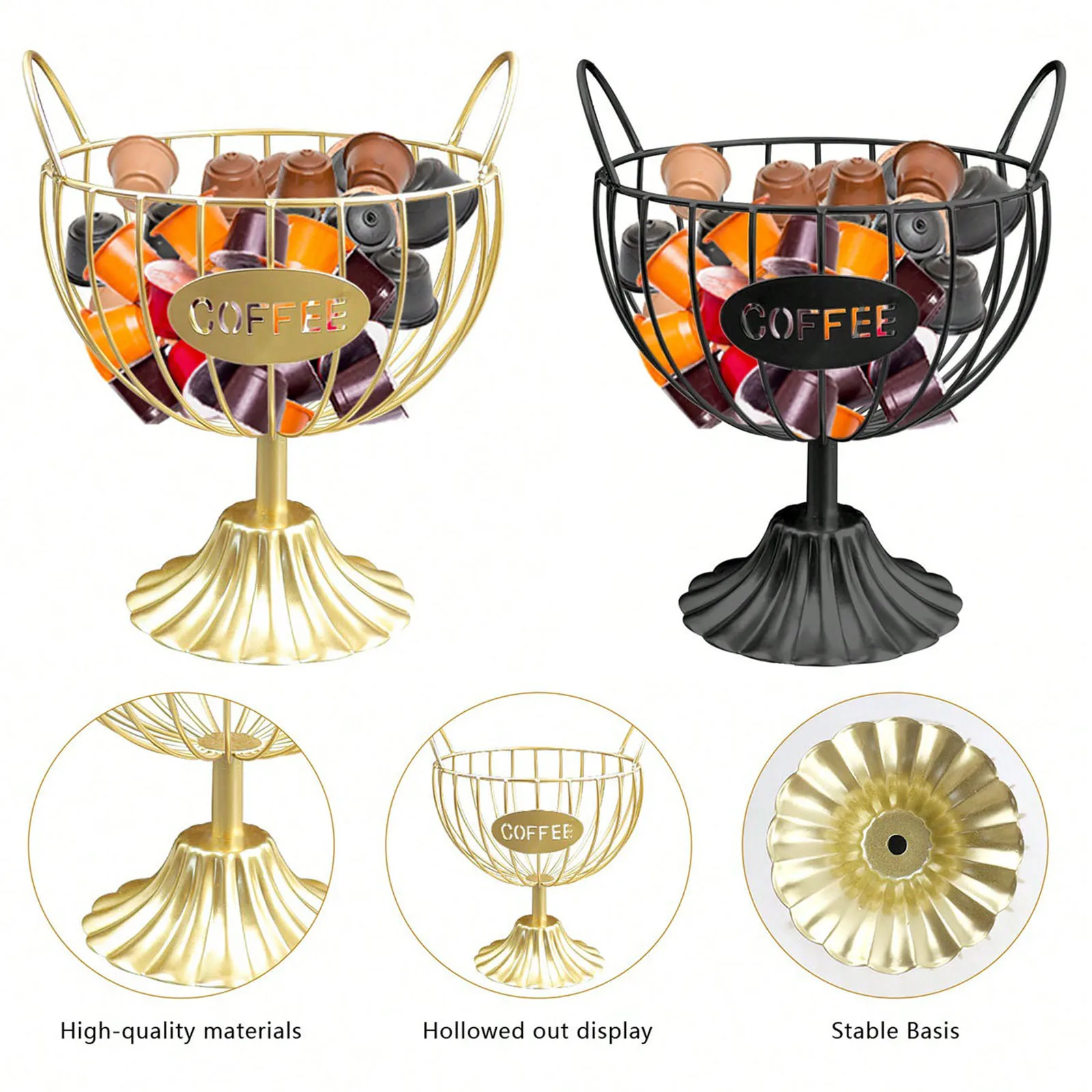 Coffee Pod Storage Organizer Cup Holder for Counter Metal Storage Basket for pods Coffee Bar Decor Organizer for Coffee Capsule