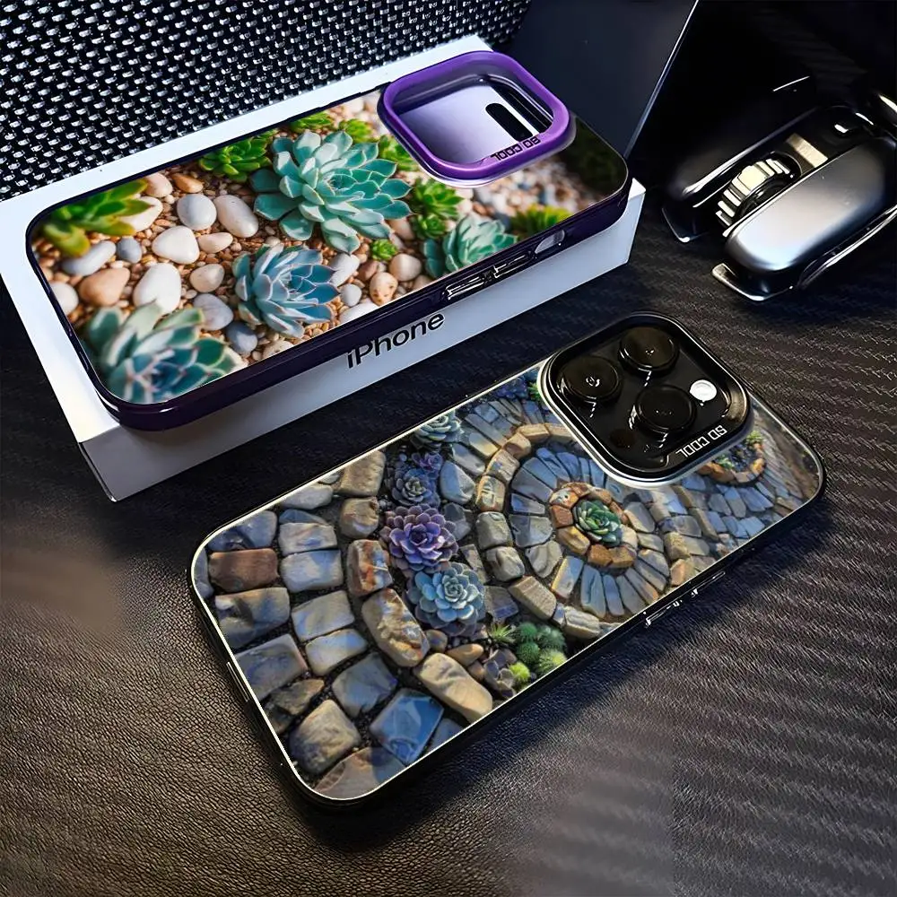 

SUCCULENT ROCK GARDEN Phone Case For iPhone17,16,15,14,13,12,11 Plus,Pro Max Purple Matte Shockproof Cover