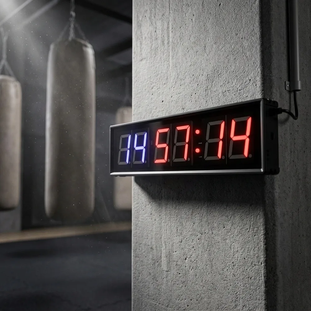 Boxing Round Timer LED Interval Timer For High Intensity Training Aluminium Alloy Shell Remote Control Included For Home Gym