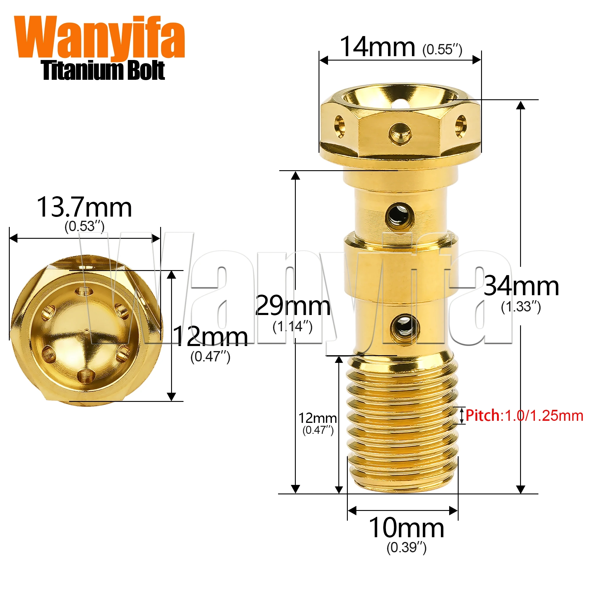 Wanyifa 2PCS Motorcycle Bolt M10 Hex Head With Double Holes Brake Master Cylinder Oil Hose Screw for Kawasaki Yamaha Suzuki