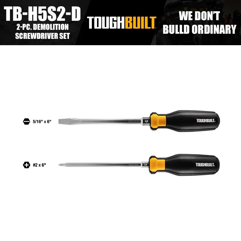 ToughBuilt TB-H5S2-D 2-PC. Demolition Screwdriver Set Hand Tools Accessories