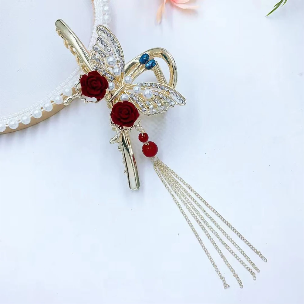 

Hairpin Jaw Clamp Butterfly Clip Tassel Catch Barrette Clasp Holder Half Bun Clasp Metal Claw Clip Tassel Claw Styling Hair