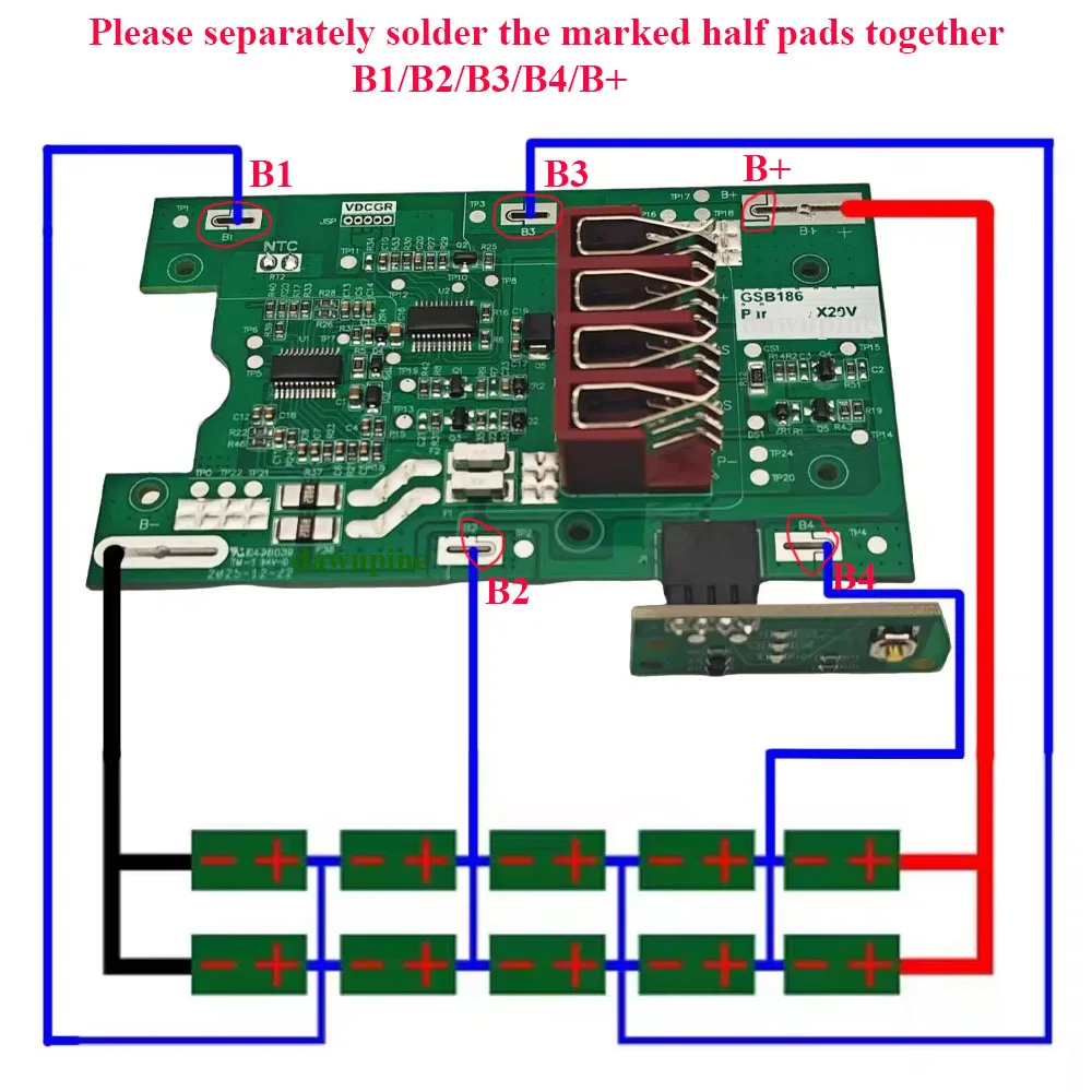 For ParkSide 10X18650 Lithium Ion Battery Case BMS Balance Charging Protection Circuit Board PCB For X20V Shell Box Housings