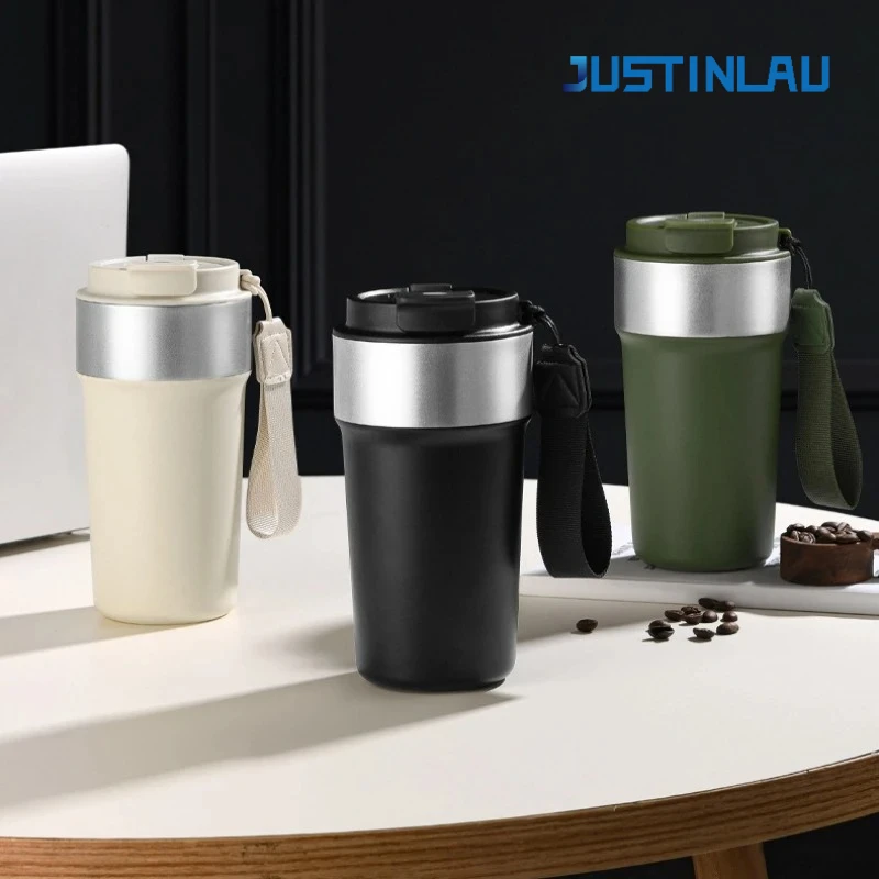 JUSTINLAU 17oz Coffee Cup Stainless Steel Double-layer Vacuum Thermos Insulated Coffee Bottles Keep Hot and Cold Portable Travel