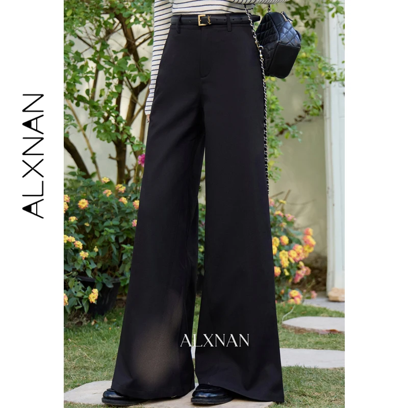 

ALXNAN Women's Black Pants High Waist Wide Leg Casual Straight Baggy Pants 2026 Spring Loose-fit New Long Trousers Female L61550