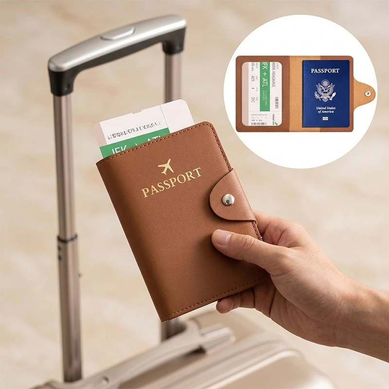 Fashion Business PU Leather Passport Cover Holder Multi-Function ID Bank Card Wallet Case for Women Men Travel Accessories