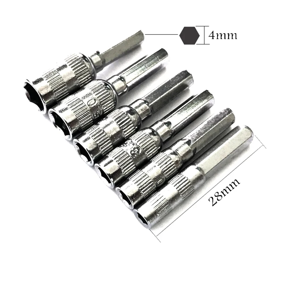 6 Pcs 6 Point Hex Socket 6 In 1 2.5/3/3.5/4/4.5/5mm H4 Nut Driver 4mm Nut Side Socket Hand Repair Tool Screw Socket