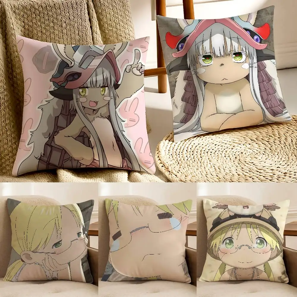 Nanachi Riko de Made In Abyss Funda de almohada Anti-polvomite Sofá cama con cremallera invisible