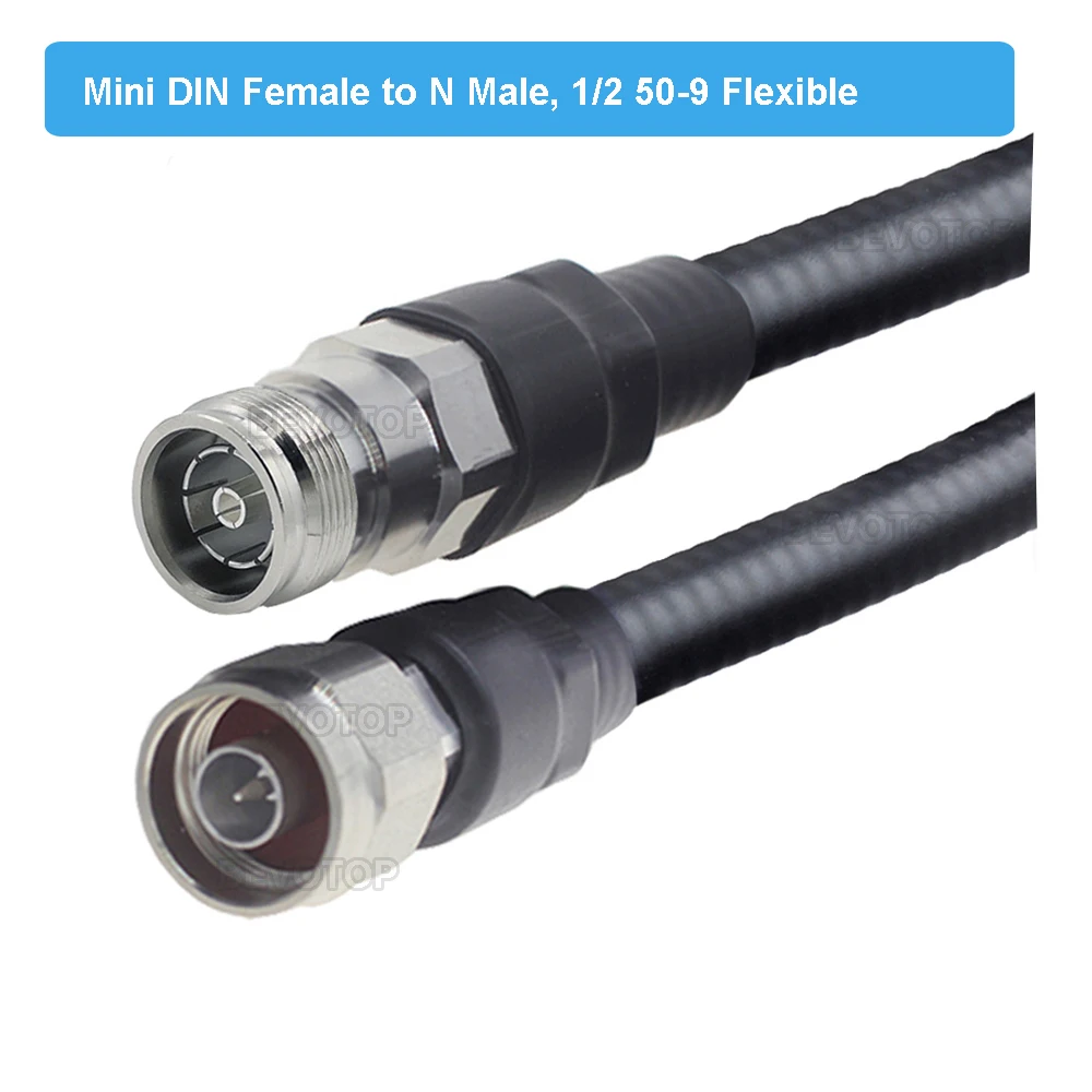 4.3-10 Min DIN Male Plug to N Female Jack 1/2 50-9 Super Flexible Feeder Line RF Coaxial Pigtail Cable Extension Cord Jumper