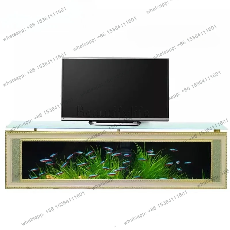 

European TV cabinet ecological fish tank aquarium landscaping floor glass bar partition living room fish tank