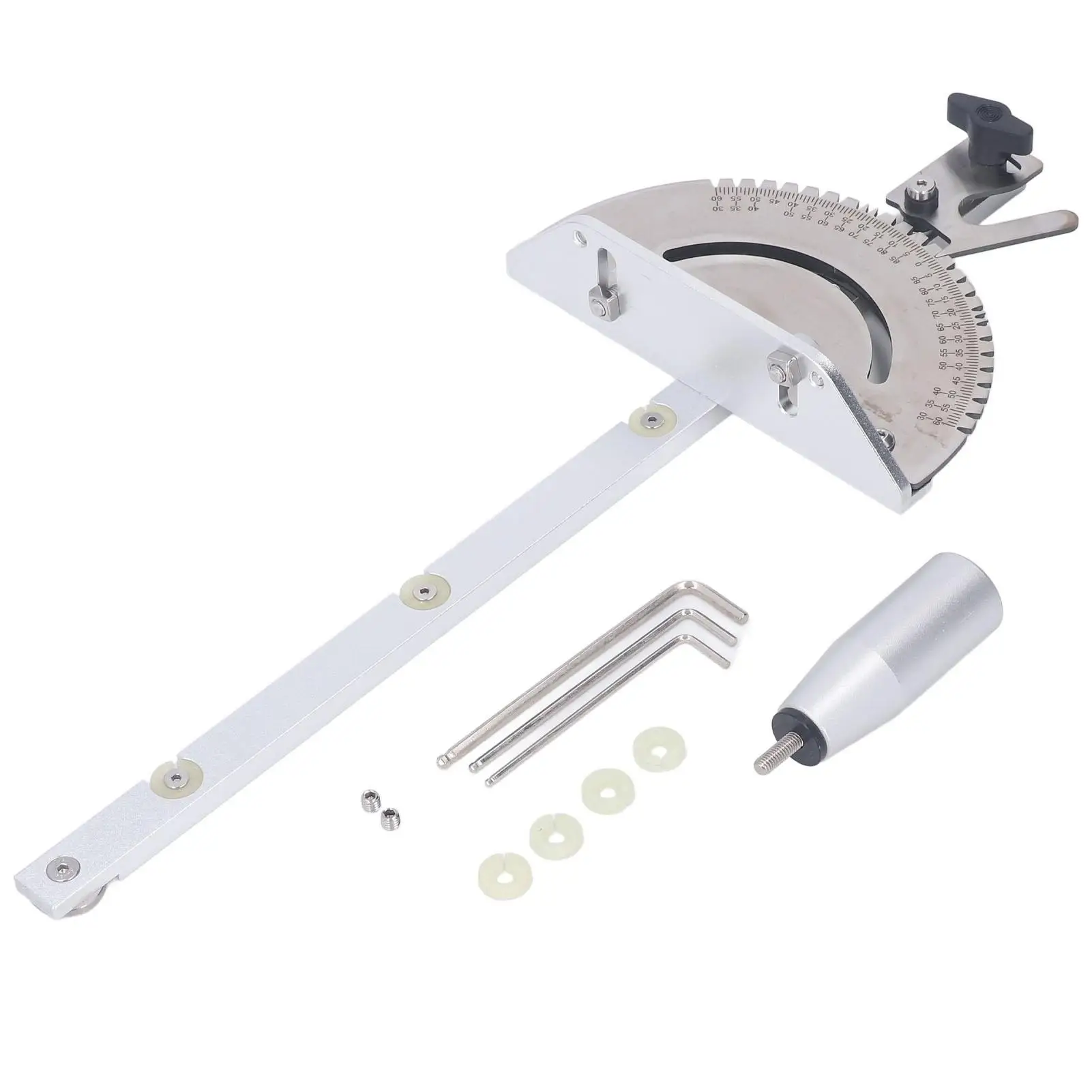 

Прочный регулируемый угловой калибр для настольной пилы с четкой шкалой и легким инкрементным углом управления. Широкая совместимость для шлифовальной машины.