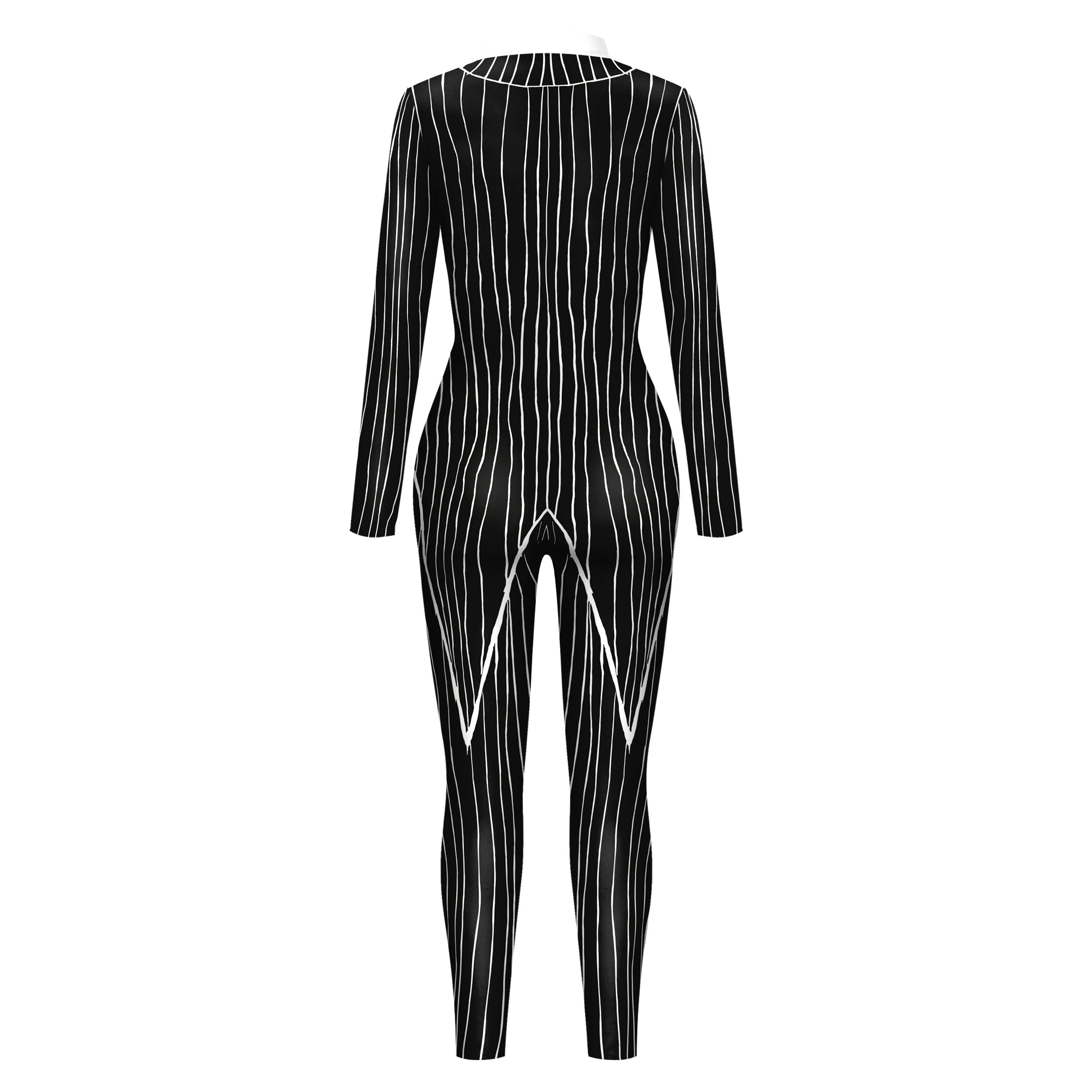 Black White Stripe Cosplay Costume Anime Movie Jack Role Play Jumpsuit Man Halloween Party Performance Bodysuit Carnival Outfits