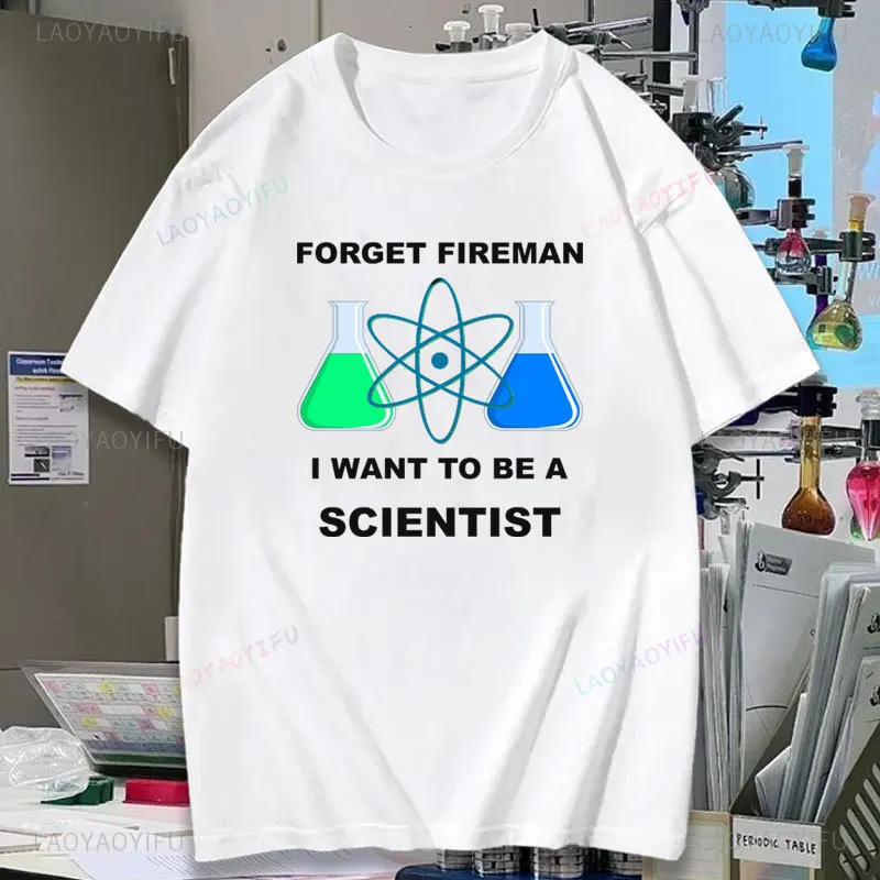 T-shirt engraçada de algodão estampado feminino, Química é como cozinhar, Apenas não lamber a colher, Camisa do professor de ciência, Alta qualidade