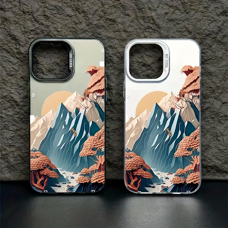 

Mountain peak landscape phone case for iPhone 17 16 15 14 13 12 11 Pro/ Max/Plus shock-proof rear cover anti-fingerprint